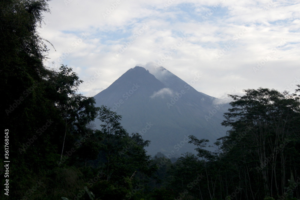 Mount Merapi is seen from the Kaliadem region, Yogyakarta, Indonesia