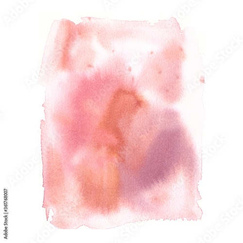 Hand drawn watercolor wash in pale tender pink colors