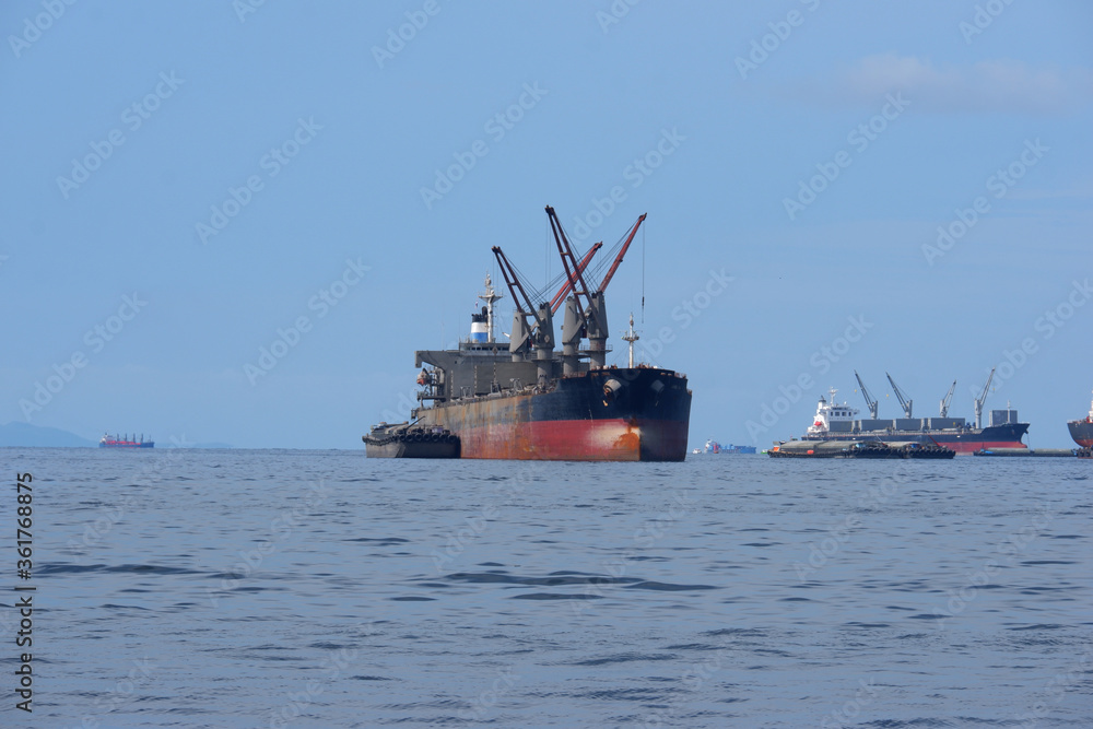 A large oil carrier in the middle of the sea