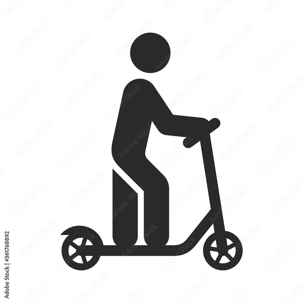 Electric scooter icon. E-scooter. Kick scooter. Vector icon isolated on white background. Electric scooter icon. E-scooter. Kick scooter. Vector icon isolated on white background.