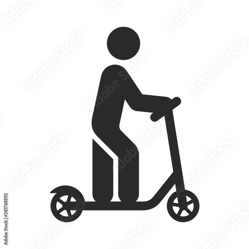 Electric scooter icon. E-scooter. Kick scooter. Vector icon isolated on white background.