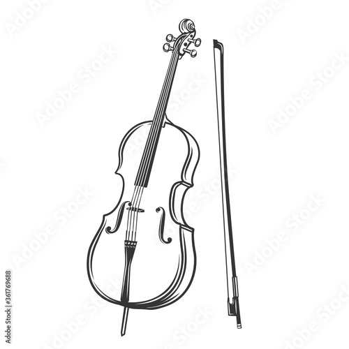 Print op canvas Cello outline icon.