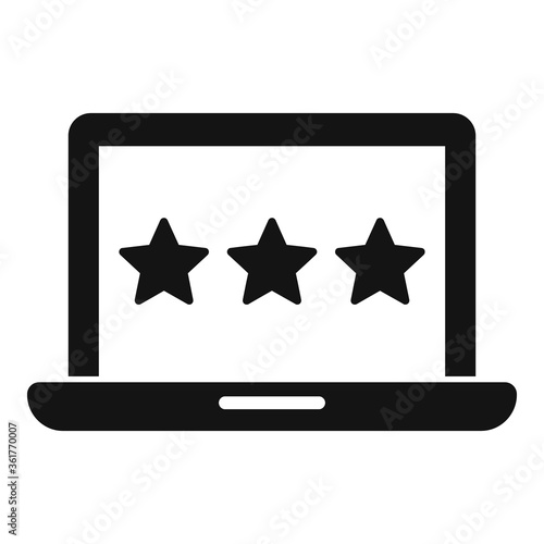 Three star laptop gamification icon. Simple illustration of three star laptop gamification vector icon for web design isolated on white background