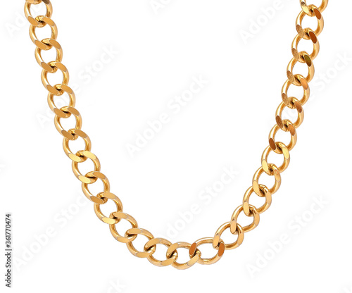 Wallpaper Mural Fragment of a gilded chain in yellow on a white background. Isolated Torontodigital.ca