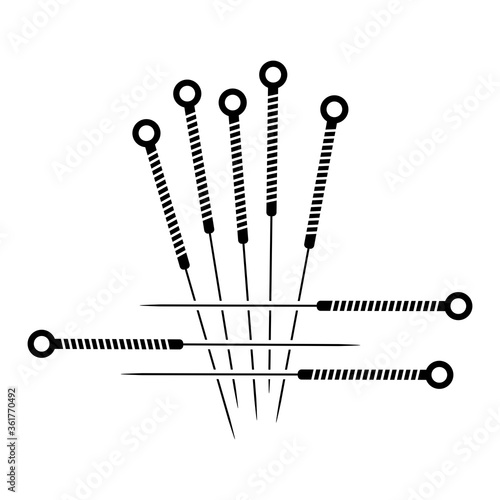 Acupuncture needles icon, a logo design for traditional Chinese medicine.