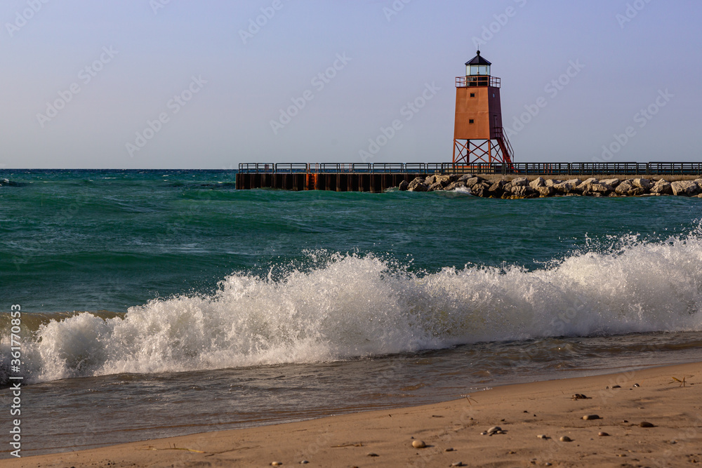 Lighthouse in Charlevoix on Lake Michigan.