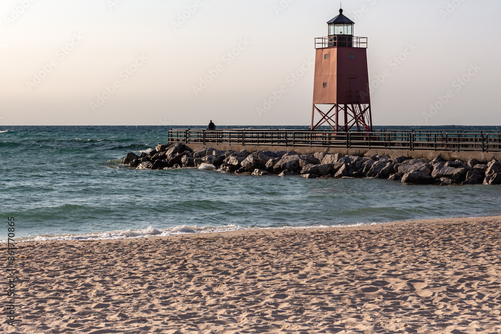Lighthouse in Charlevoix on Lake Michigan.