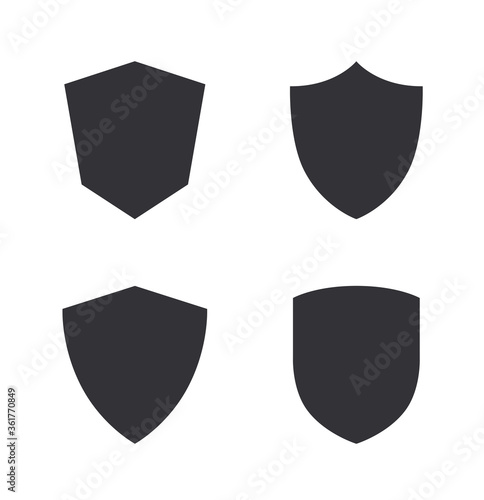Vector shield icon. Security vector icon. Protection icon. Shield vector icon. Defense mark. Guard sign. Protection activated. Active safety. Shield shape. Set of shields. 