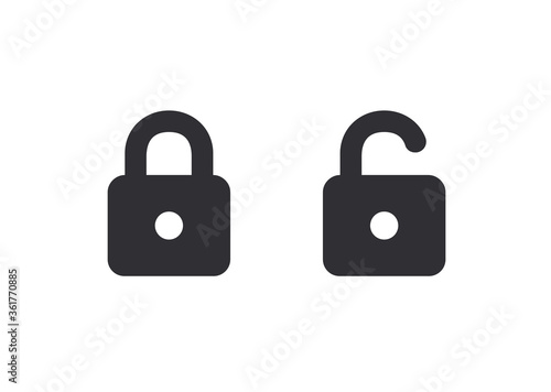 Lock vector icon. Vector lock. Closed lock. Lock sign. Sign of protection. Padlock icon. Unlock icon.