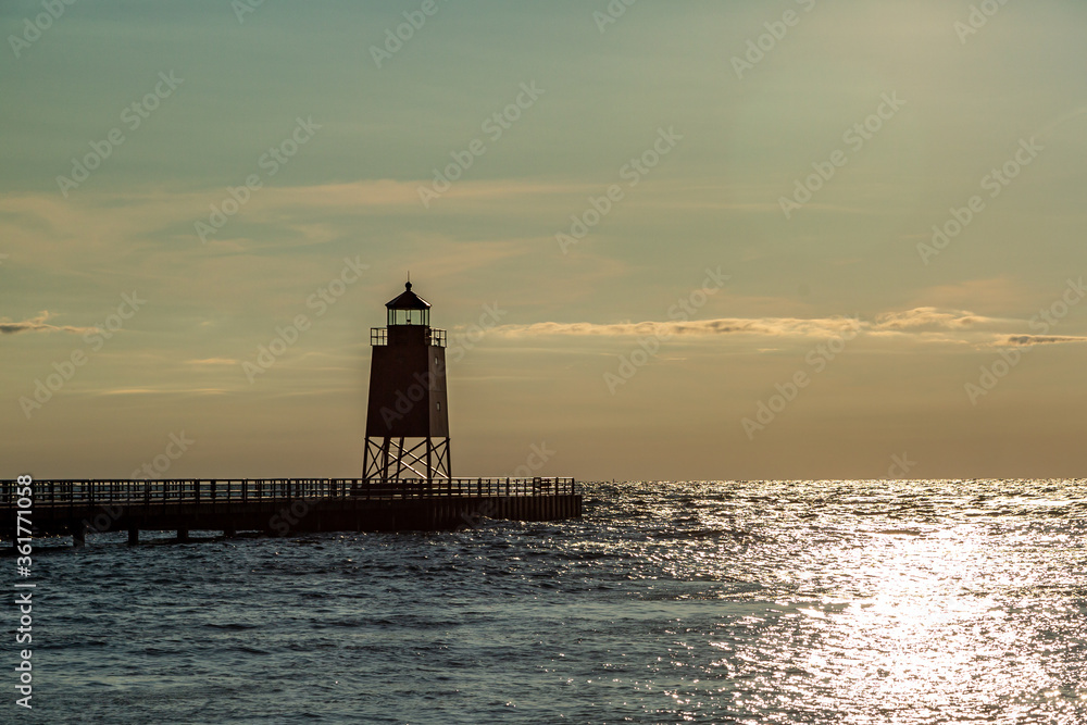 Fototapeta premium Lighthouse in Charlevoix on Lake Michigan.