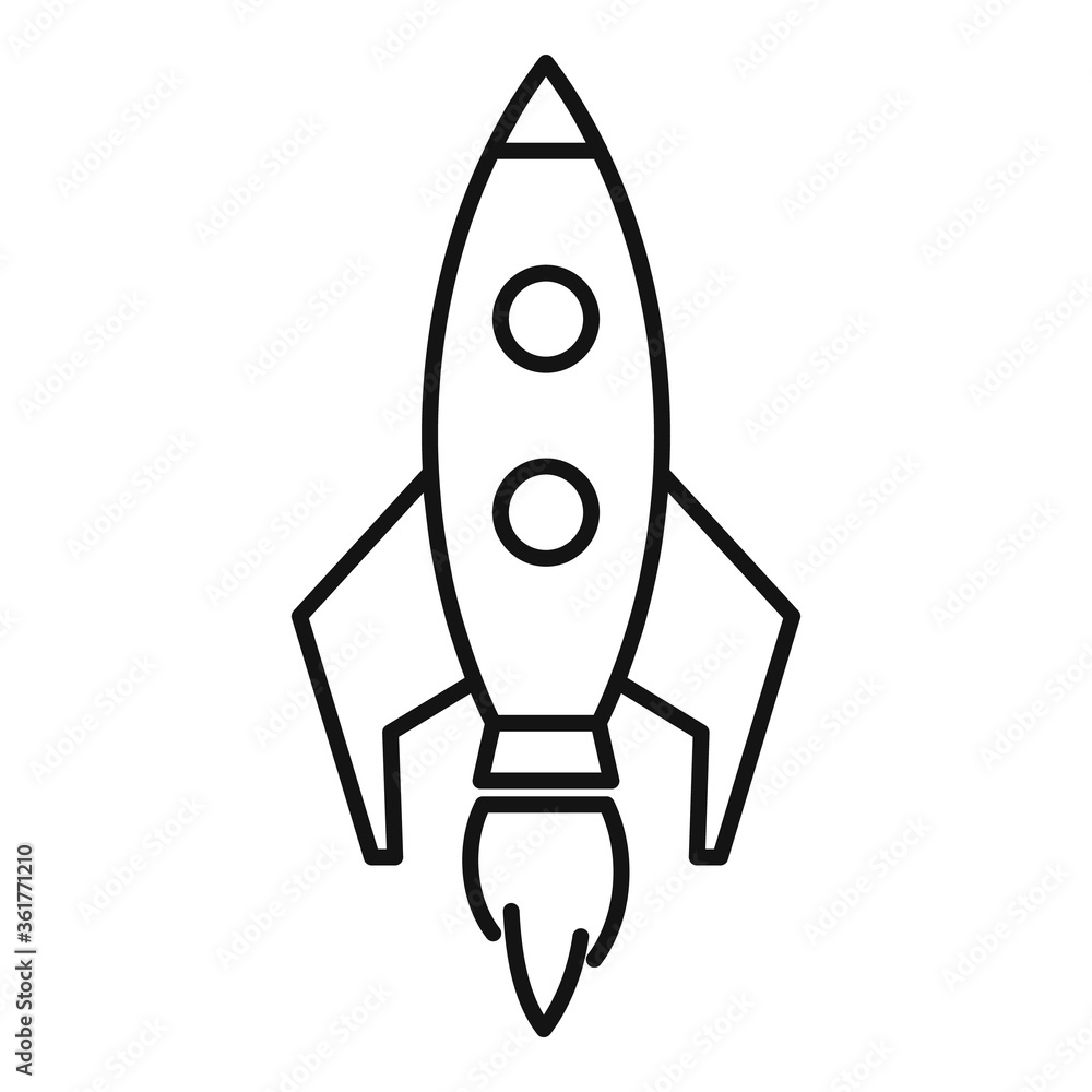 Video game rocket icon. Outline video game rocket vector icon for web design isolated on white background Video game rocket icon. Outline video game rocket vector icon for web design isolated on white background