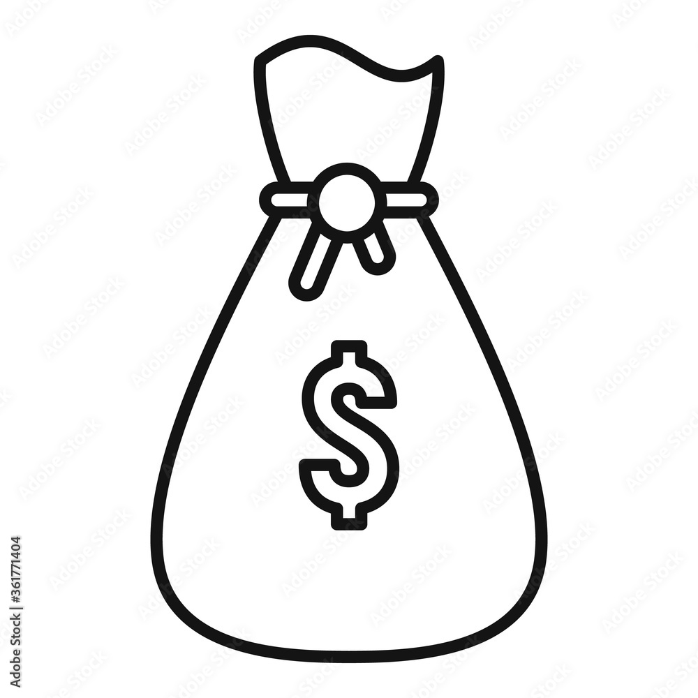 Gamification money bag icon. Outline gamification money bag vector icon for web design isolated on white background Gamification money bag icon. Outline gamification money bag vector icon for web design isolated on white background