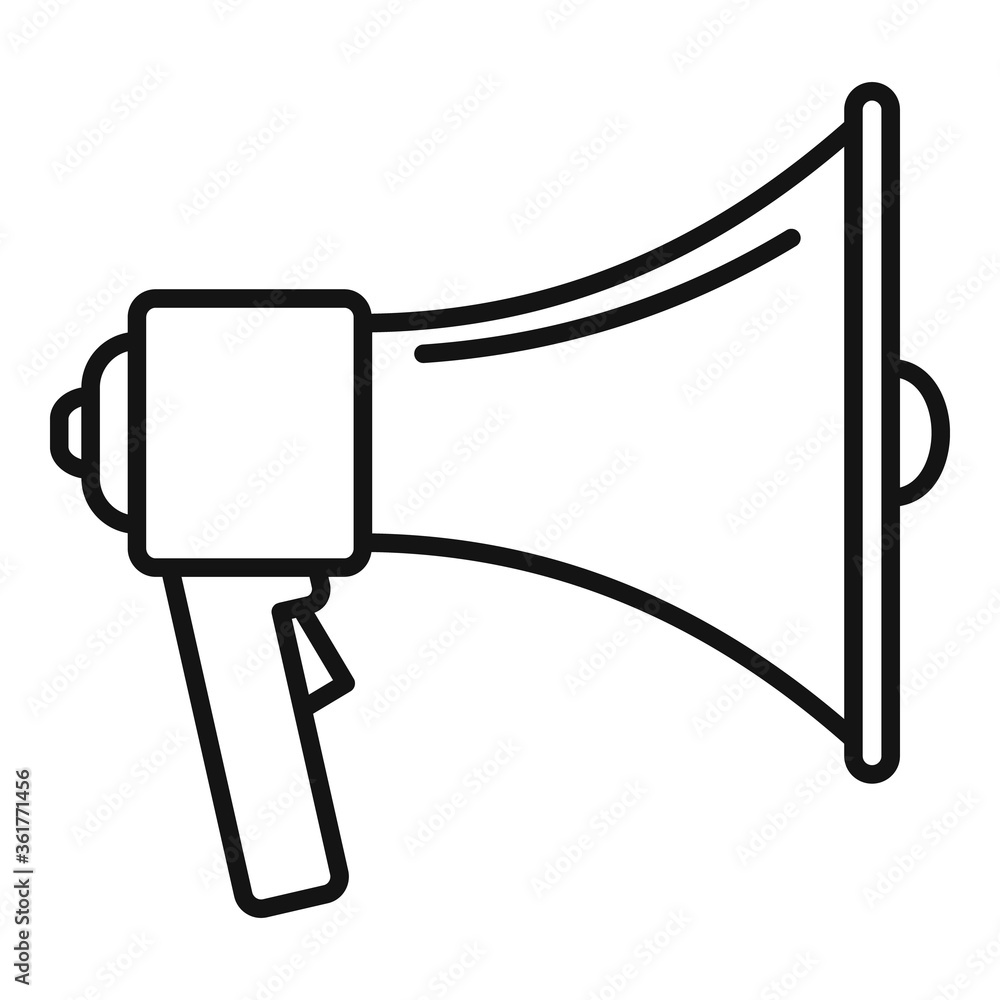 Video game megaphone icon. Outline video game megaphone vector icon for web design isolated on white background Video game megaphone icon. Outline video game megaphone vector icon for web design isolated on white background