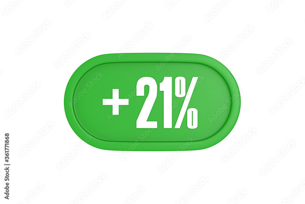 2 1Percent increase 3d sign in green color isolated on white background, 3d illustration. 2 1Percent increase 3d sign in green color isolated on white background, 3d illustration.