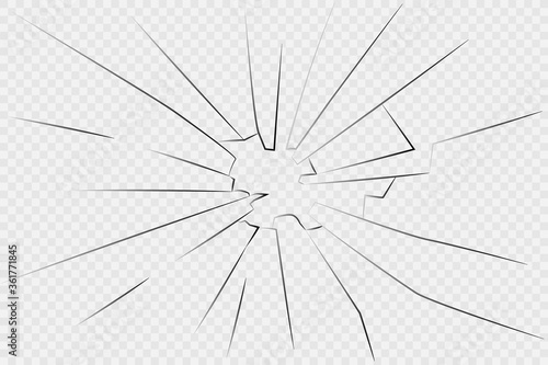 Broken glass. Cracked glass on white background