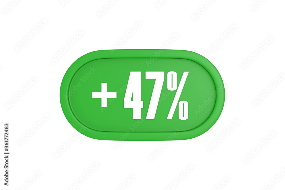 47 Percent increase 3d sign in green color isolated on white background, 3d illustration. 47 Percent increase 3d sign in green color isolated on white background, 3d illustration.