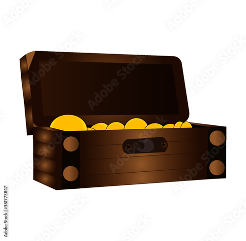 A vector of a treasure chest filled with gold coins