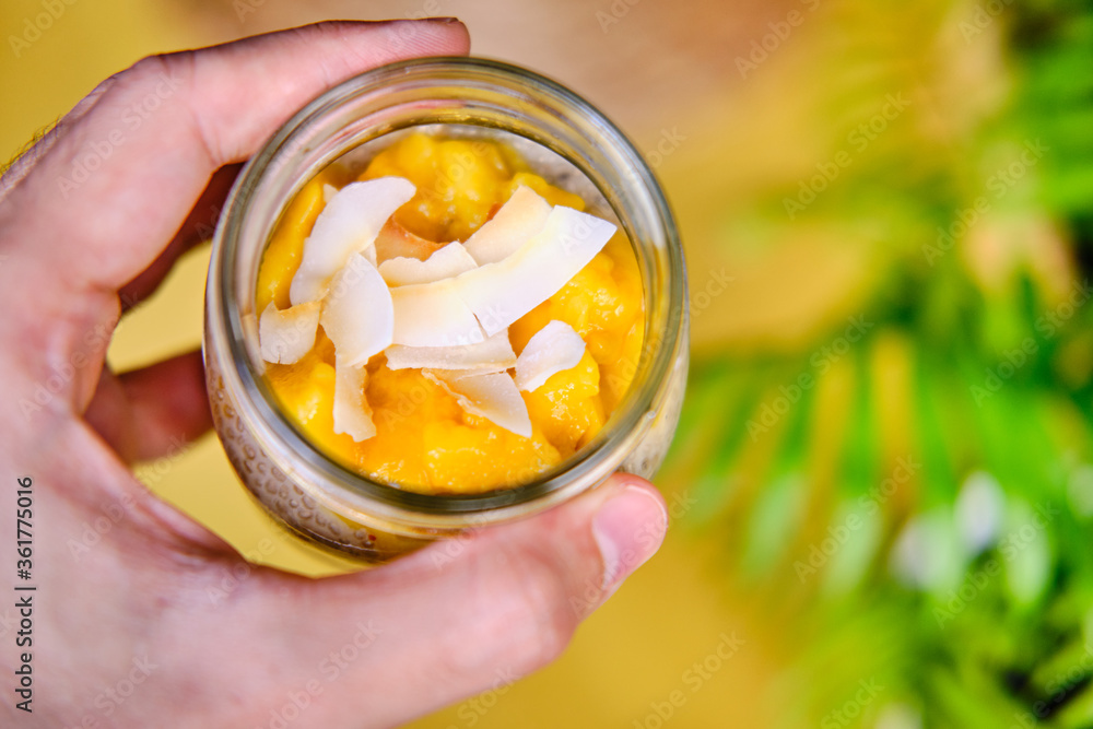 Coconut Mango Chia Seed Pudding in a Glass Jar Coconut Mango Chia Seed Pudding in a Glass Jar