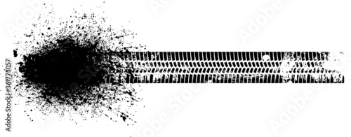 Vector Print Textured Tire Track . Design Element . Car tread silhouette . Mud splash grunge texture