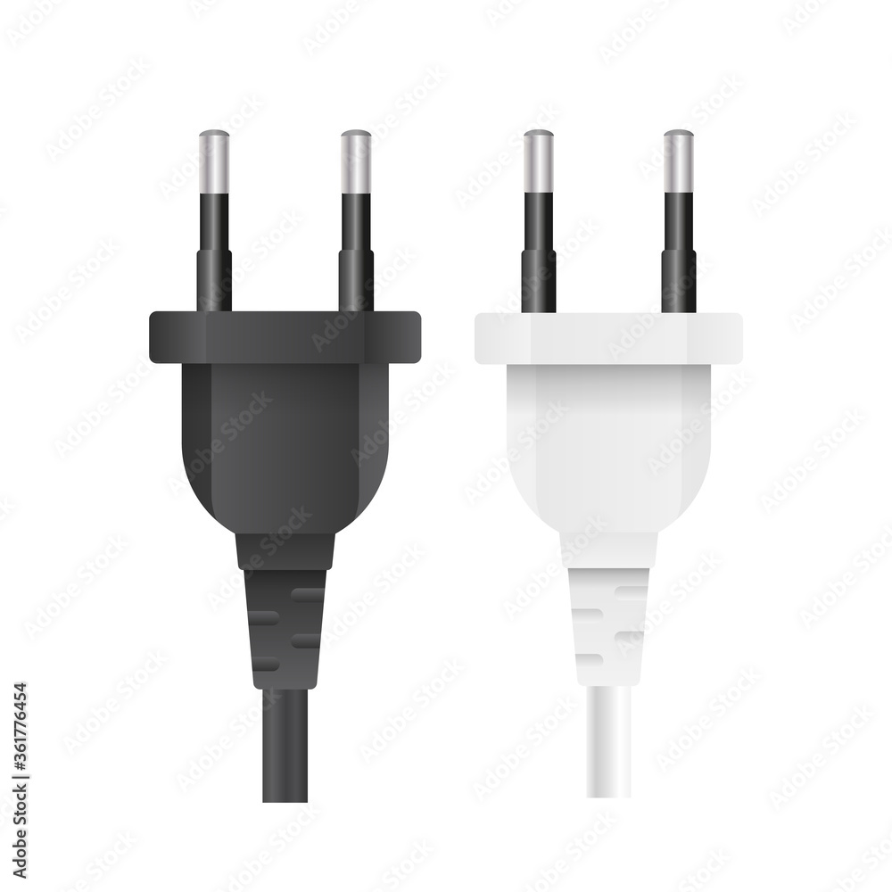 Set of Plugs for sockets in 3D. The plug for the outlet is insulated