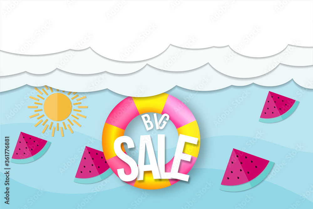 summer big sale background in paper cut style, vector illustration summer big sale background in paper cut style, vector illustration