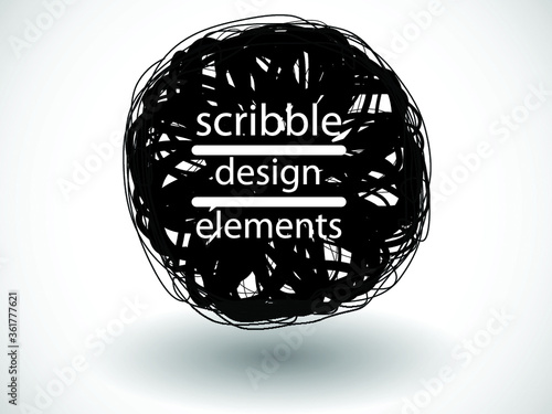 Hand drawn scribble symbols isolated on white background. Doodle style sketched Elements. Ink blots. Vector Grunge Brushes Stroke . Frame. Logo Design .