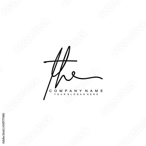 TH initials signature logo. Handwriting logo vector templates. Hand drawn Calligraphy lettering Vector illustration.

