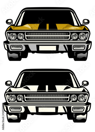 muscle car classic front side look