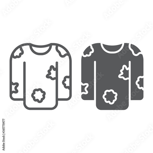 Dirty laundry line and glyph icon, laundry and clothes, untidy shirt sign, vector graphics, a linear pattern on a white background.