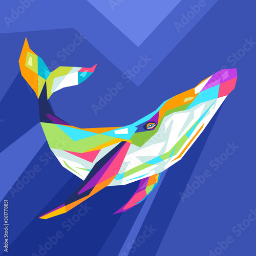the whale illustration design pop art style
