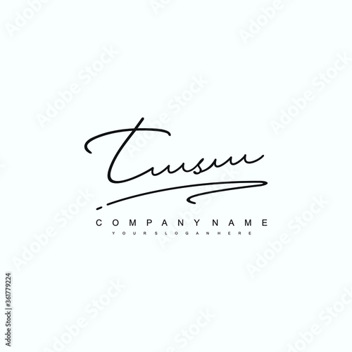 TS initials signature logo. Handwriting logo vector templates. Hand drawn Calligraphy lettering Vector illustration.
 photo