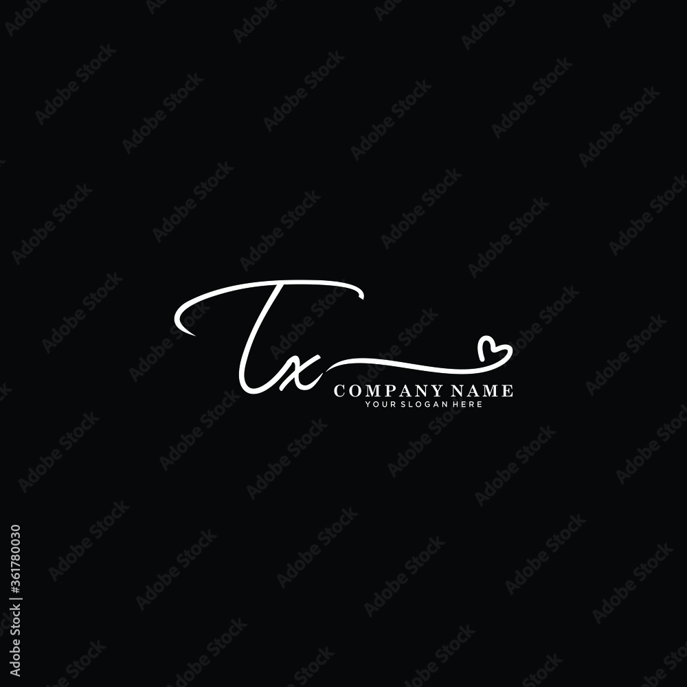 Obraz premium TX initials signature logo. Handwriting logo vector templates. Hand drawn Calligraphy lettering Vector illustration. 