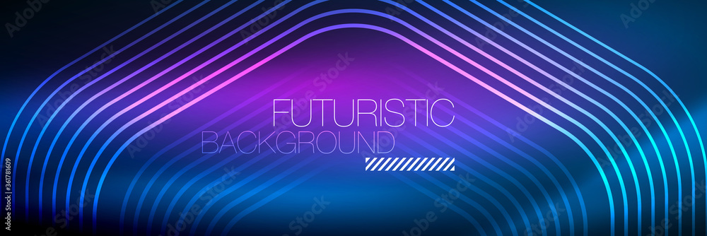 Shiny neon lines, stripes and waves, technology abstract background. Trendy abstract layout template for business or technology presentation, internet poster or web brochure cover, wallpaper Shiny neon lines, stripes and waves, technology abstract background. Trendy abstract layout template for business or technology presentation, internet poster or web brochure cover, wallpaper
