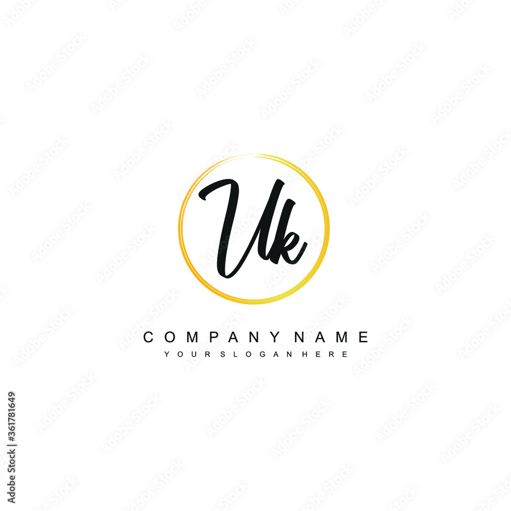 Obraz premium UK initials signature logo. Handwriting logo vector templates. Hand drawn Calligraphy lettering Vector illustration. 