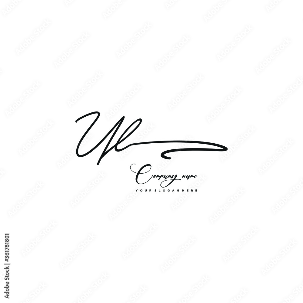 UL initials signature logo. Handwriting logo vector templates. Hand drawn Calligraphy lettering Vector illustration.
