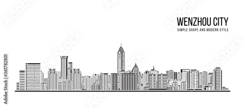 Cityscape Building Abstract Simple shape and modern style art Vector design - Wenzhou city