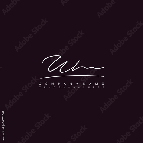 UT initials signature logo. Handwriting logo vector templates. Hand drawn Calligraphy lettering Vector illustration. 
