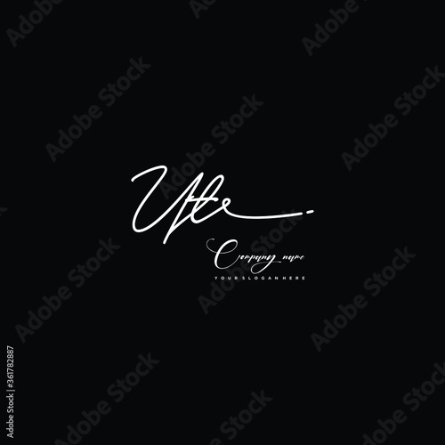 UT initials signature logo. Handwriting logo vector templates. Hand drawn Calligraphy lettering Vector illustration. 