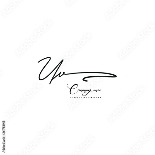 UV initials signature logo. Handwriting logo vector templates. Hand drawn Calligraphy lettering Vector illustration. 