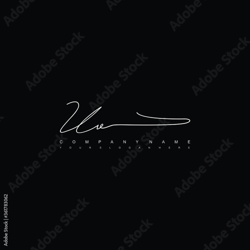 UV initials signature logo. Handwriting logo vector templates. Hand drawn Calligraphy lettering Vector illustration.
