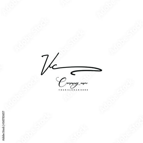 VC initials signature logo. Handwriting logo vector templates. Hand drawn Calligraphy lettering Vector illustration.  © VOKE VICTORI