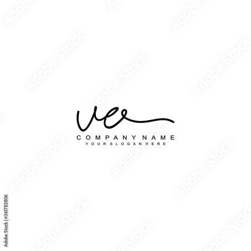 VE initials signature logo. Handwriting logo vector templates. Hand drawn Calligraphy lettering Vector illustration. 