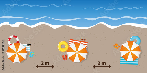 tourist beach holiday with a safe distance vector illustration EPS10