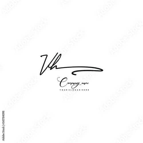 VH initials signature logo. Handwriting logo vector templates. Hand drawn Calligraphy lettering Vector illustration. 