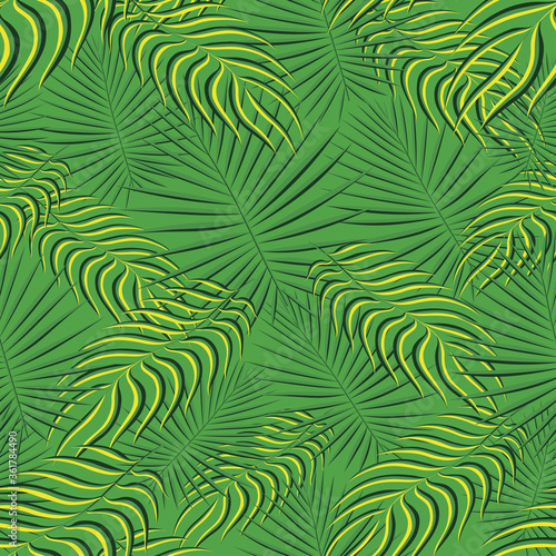Exotic tropic pattern. Tropical floral fabric fashion background. Palm leaf textile color vintage summer . Natural leaves tropical . Seamless vector design for wallpaper, swimwear print decoration. © Free Ukraine&Belarus