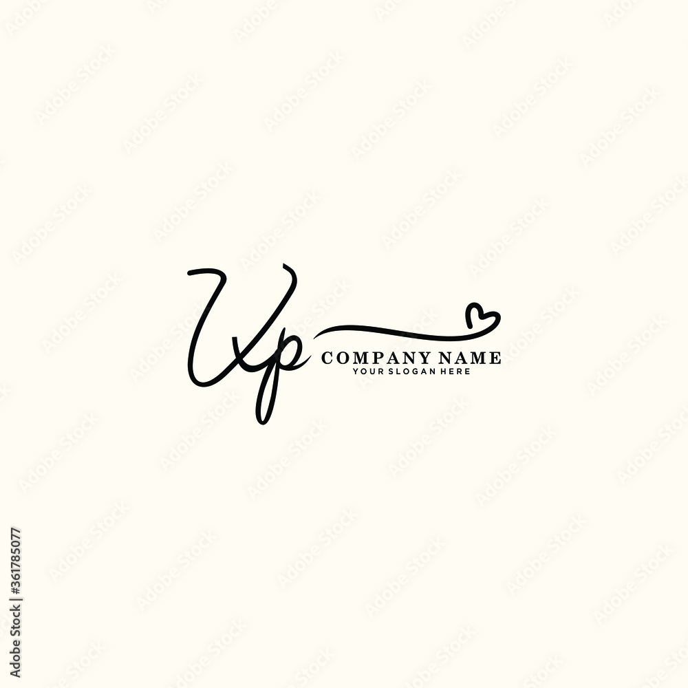Obraz premium VP initials signature logo. Handwriting logo vector templates. Hand drawn Calligraphy lettering Vector illustration. 