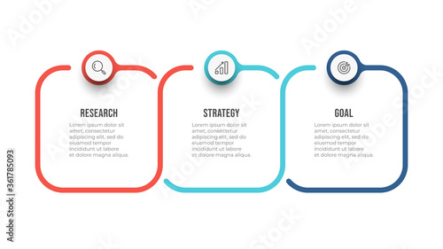 Vector infographic template. Business concept with icon and 3 options or steps. Can be used for workflow diagram, annual report, flow chart.