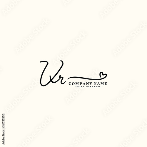 VR initials signature logo. Handwriting logo vector templates. Hand drawn Calligraphy lettering Vector illustration. 