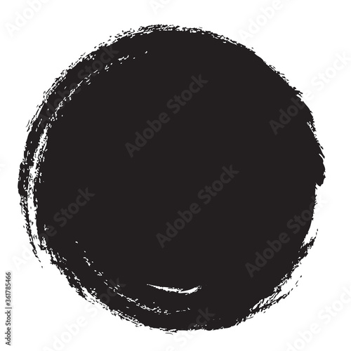 Circle brush stroke vector isolated on white background. Black enso zen circle brush stroke.For round stamp, seal, ink and paintbrush design template.Grunge hand drawn circle shape,vector illustration