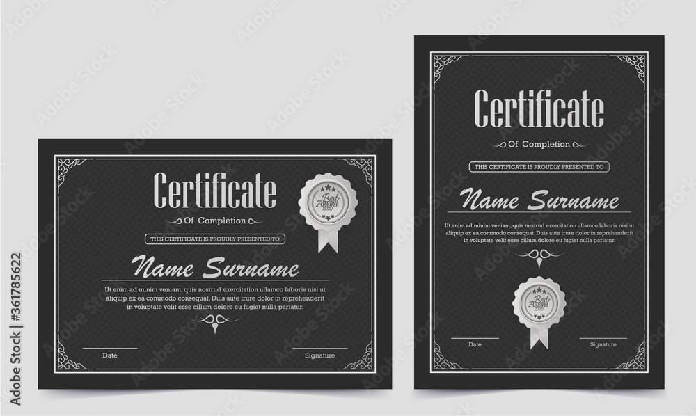 Dark classic certificate award template